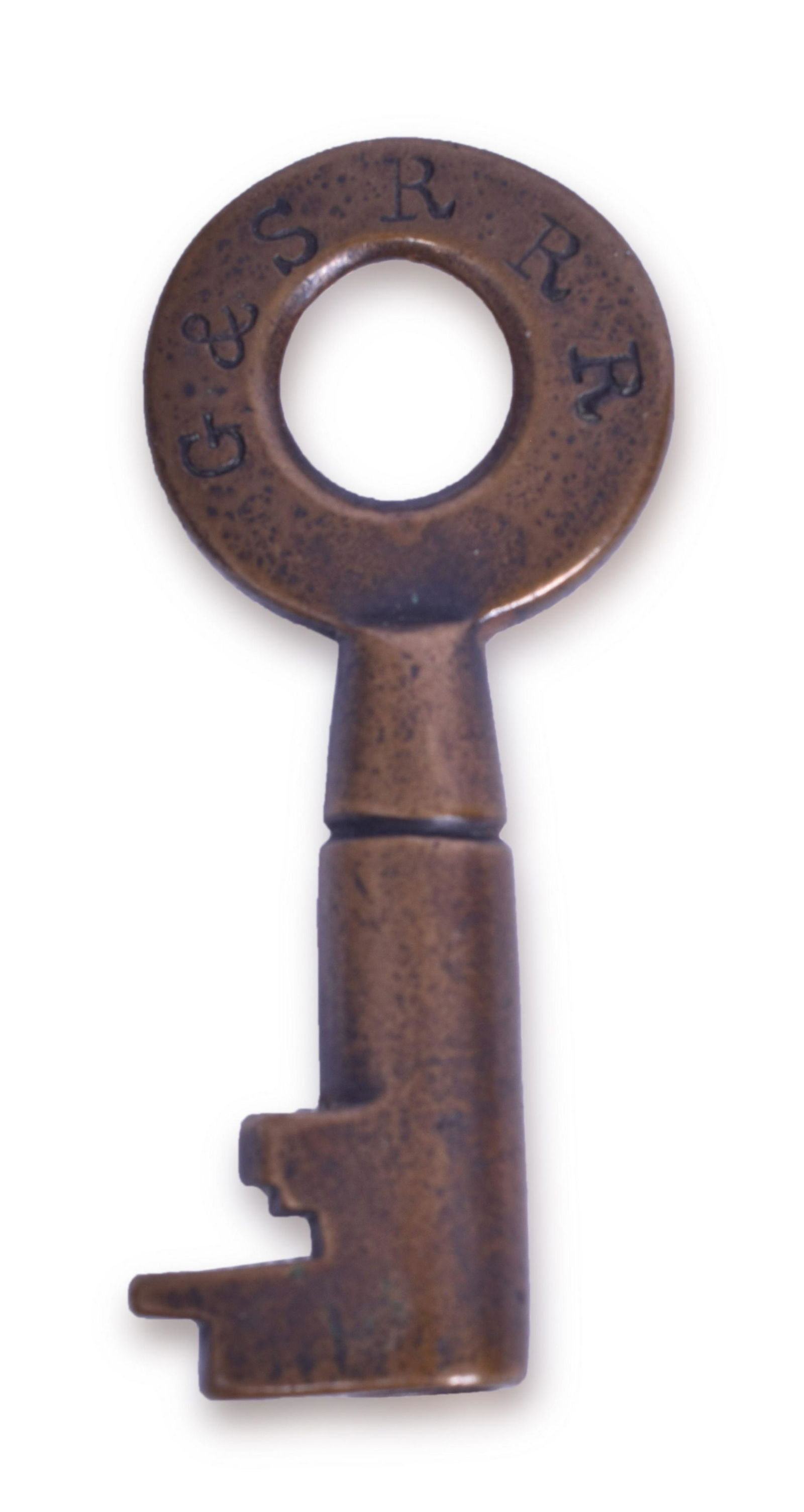 Groves & Sand Ridge Railroad Single Ring Tapered Barrel Brass Key (1 of 2)