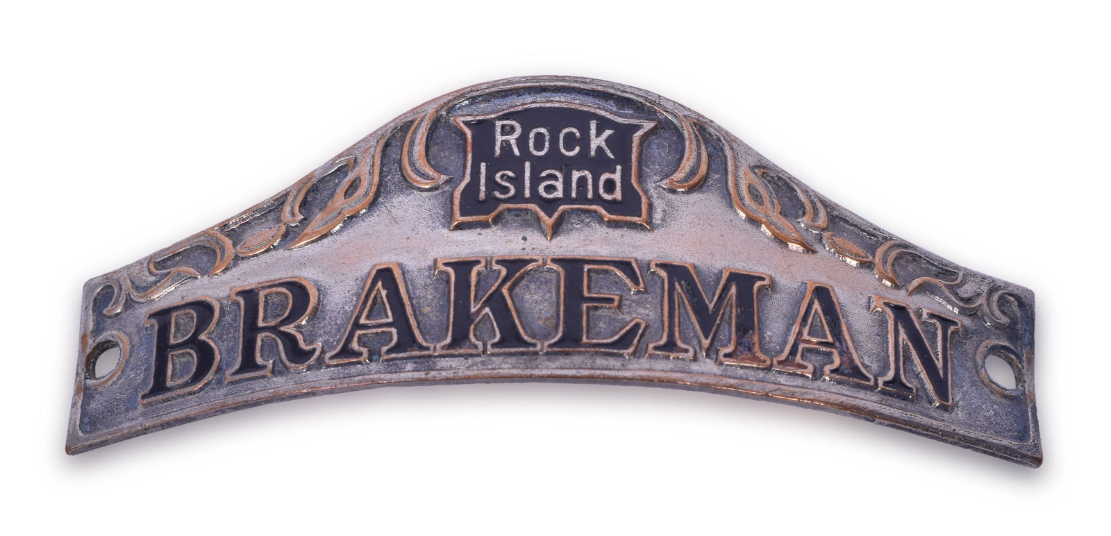 Rock Island Railroad Embossed Brakeman Cap Badge (1 of 2)