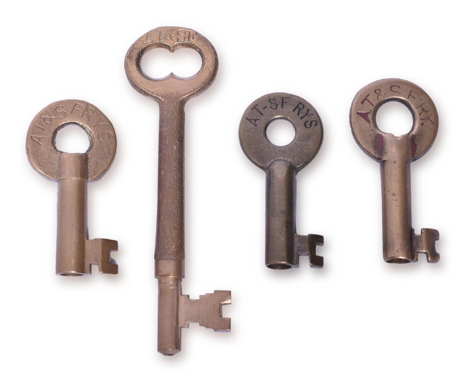 Four Atchison, Topeka and Santa Fe Railway Brass Keys (1 of 4)