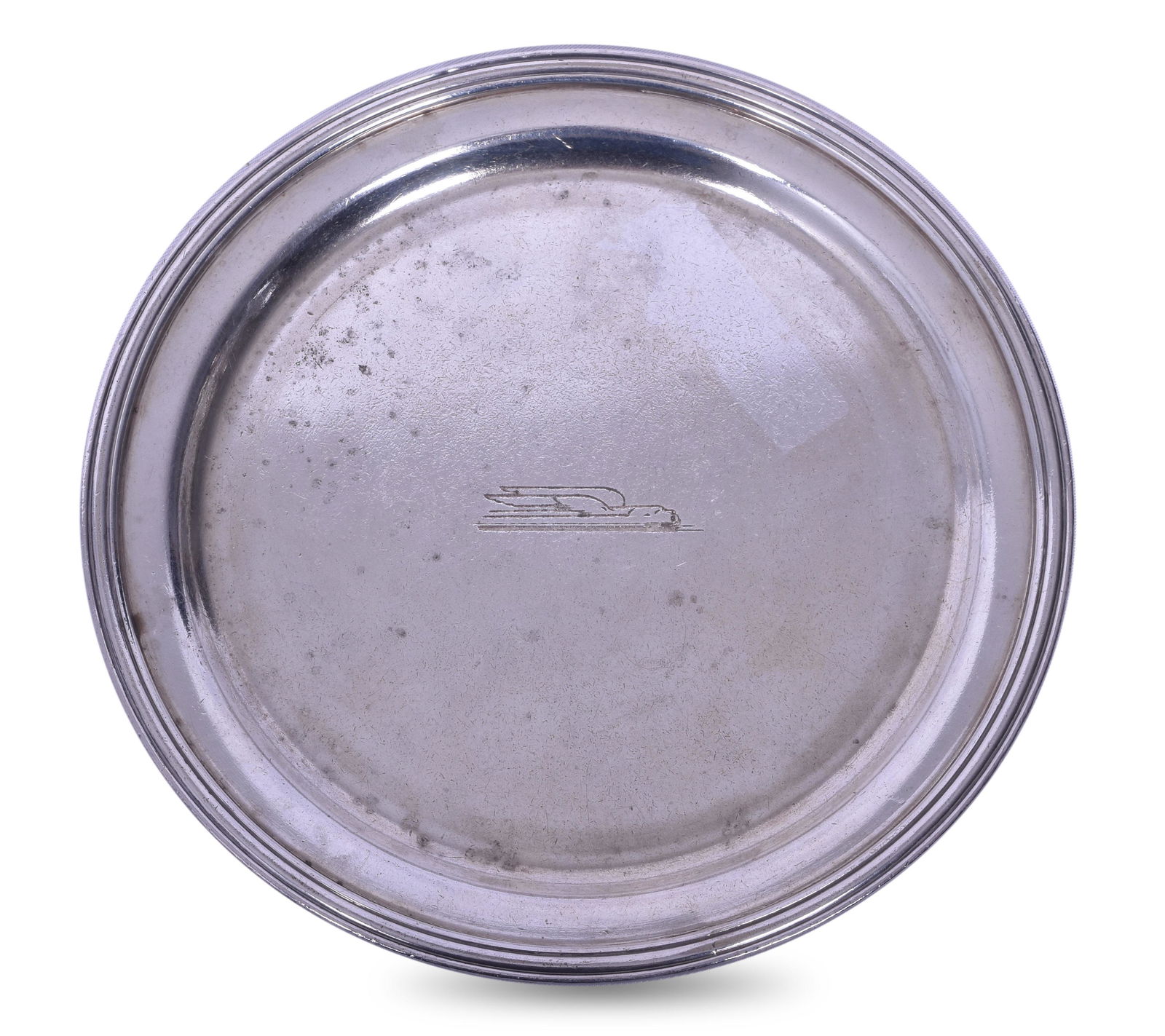 International Silver Co. Union Pacific Railroad "Winged Streamliner" Small Round Plate (1 of 4)