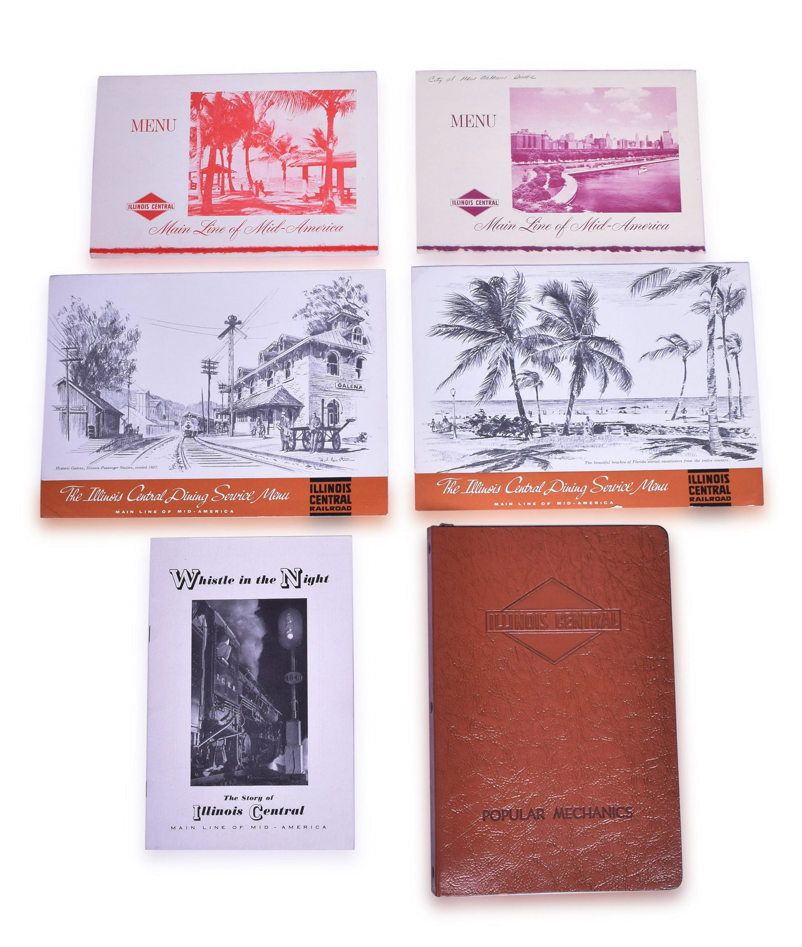Illinois Central Railroad Menus, Booklet & Torsion Binder. (1 of 3)