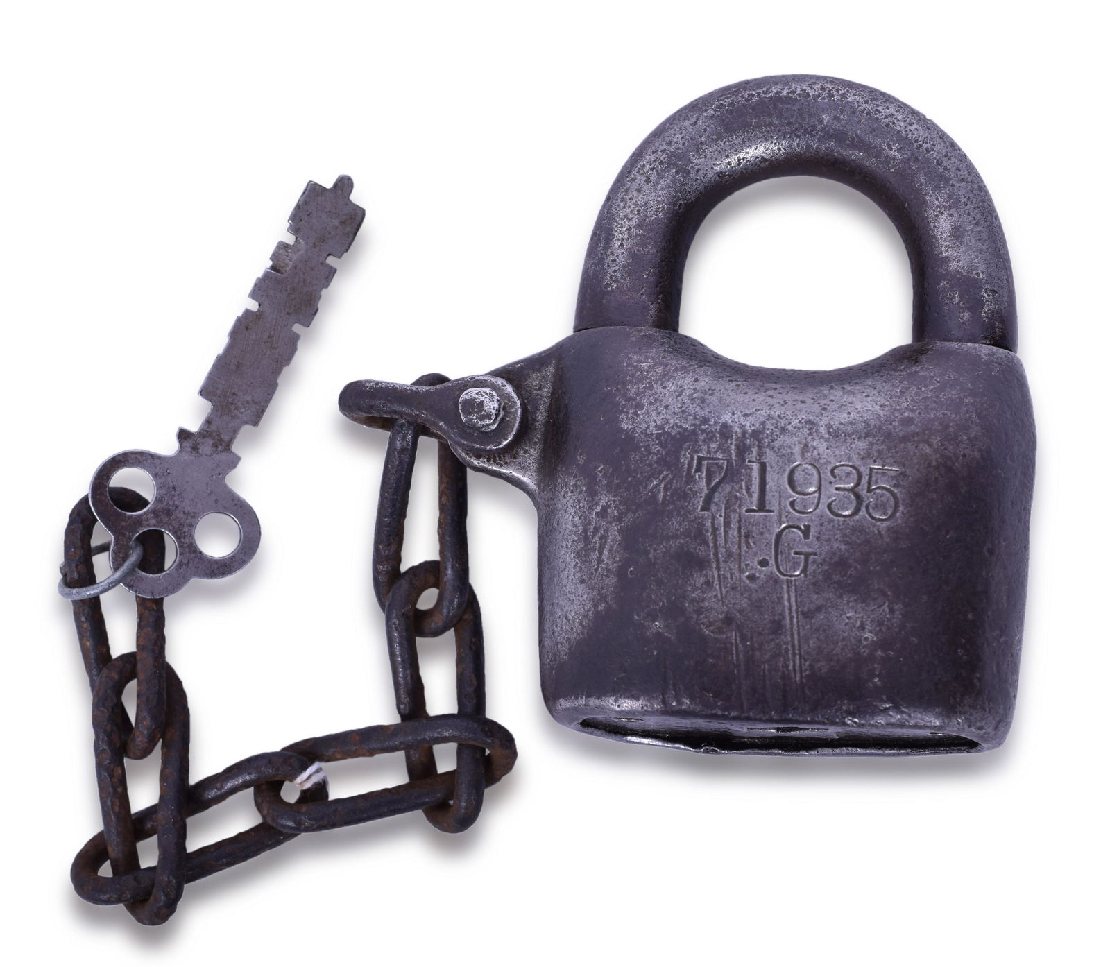 Charles J. Fields & Sons Pennsylvania Railroad Potato Lock w/ Key (1 of 4)