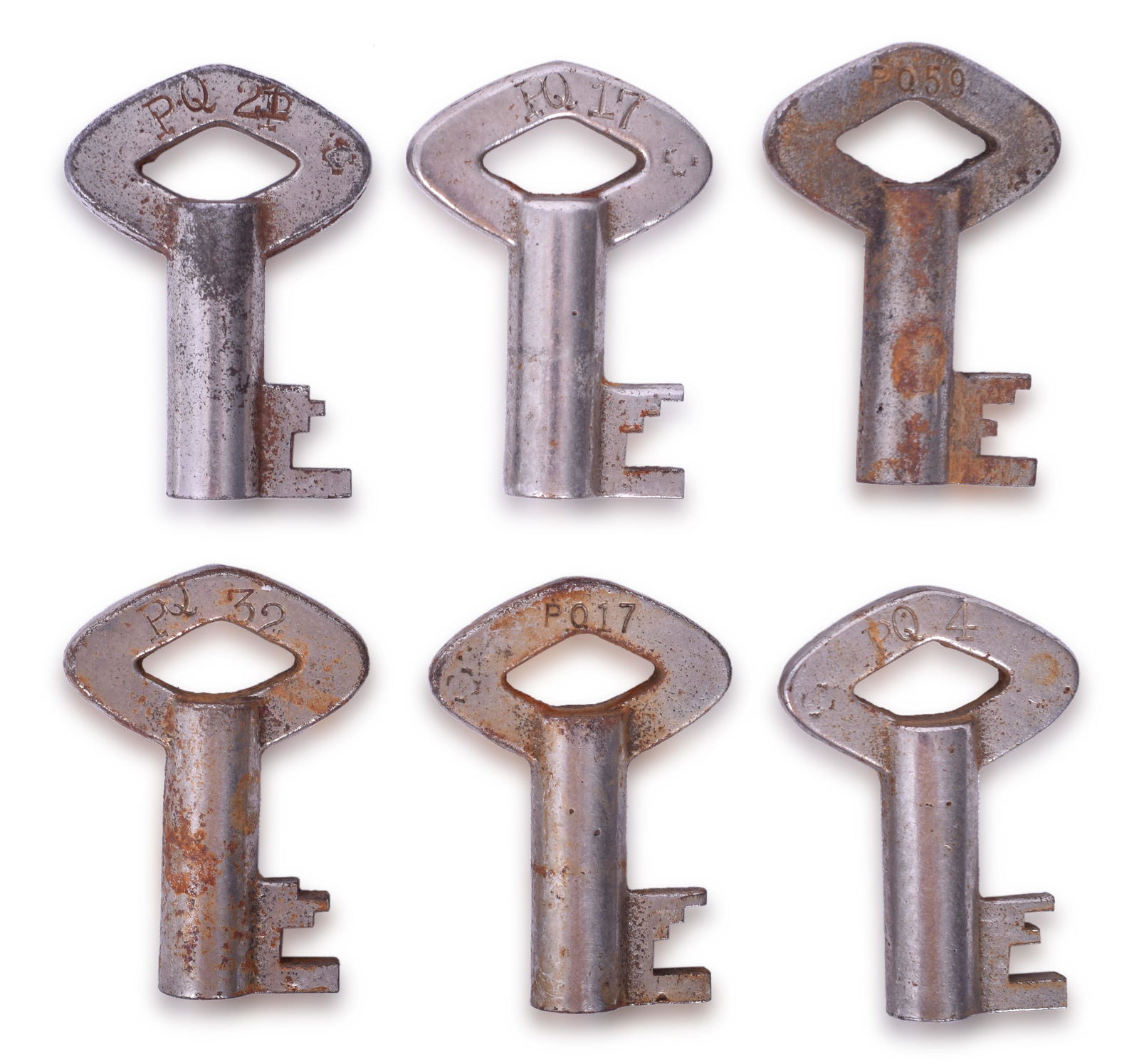 Six PQ Marked Steel Keys - Pennsylvania Railroad (1 of 4)