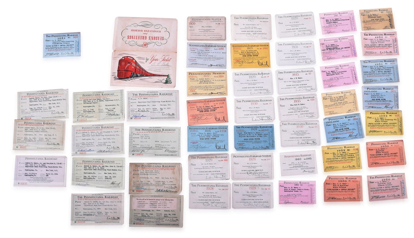 47 Pennsylvania Railroad Passes and Trip Passes 1920-1969 (1 of 2)