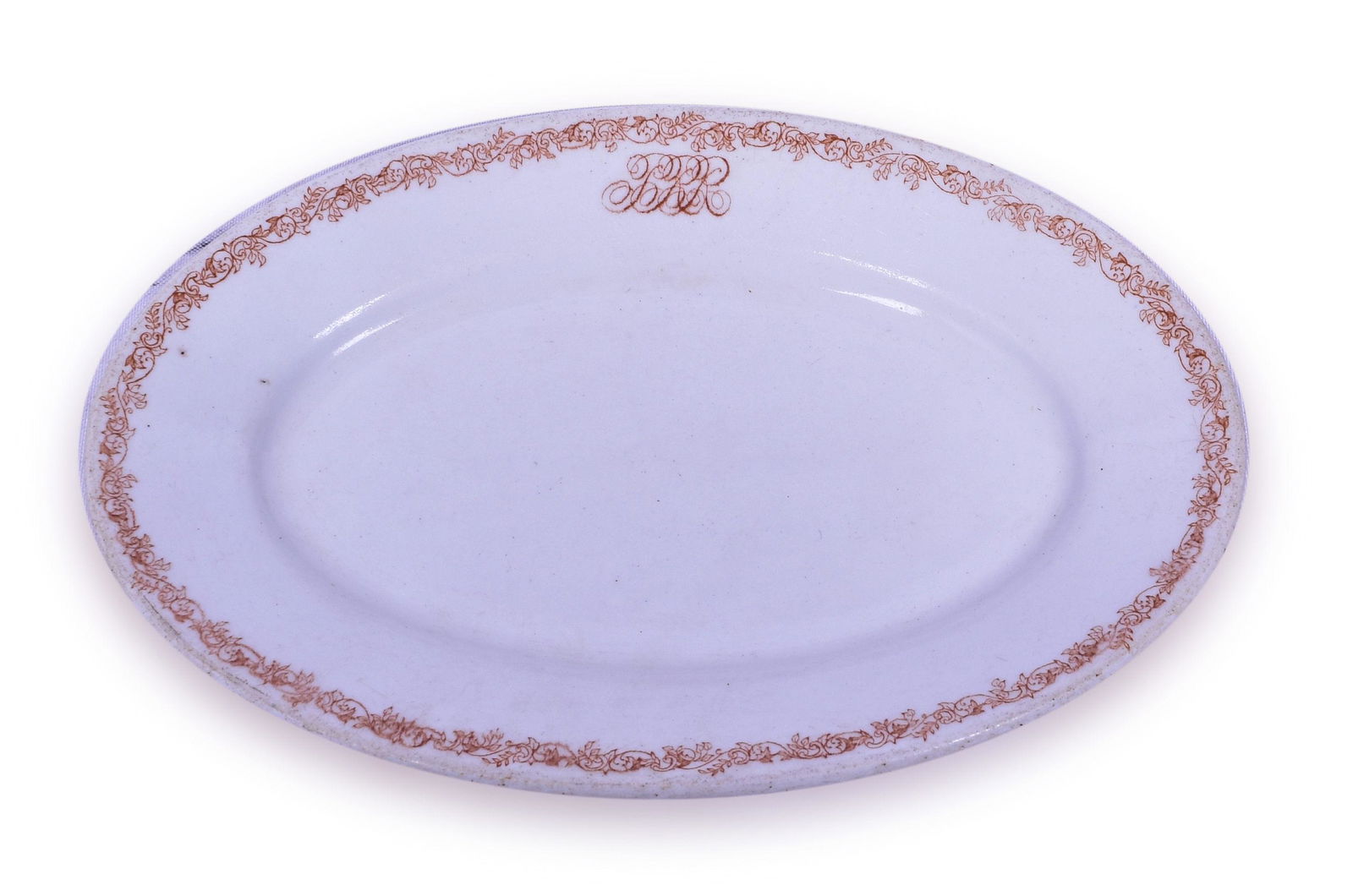 Pennsylvania Railroad Congressional China Pattern Platter: Pennsylvania Railroad Congressional China Pattern Platter Pennsylvania Railroad Congressional China Pattern 11 1/2" Platter. Platter is top marked with cursive PRR letters, and manufacture on back rea