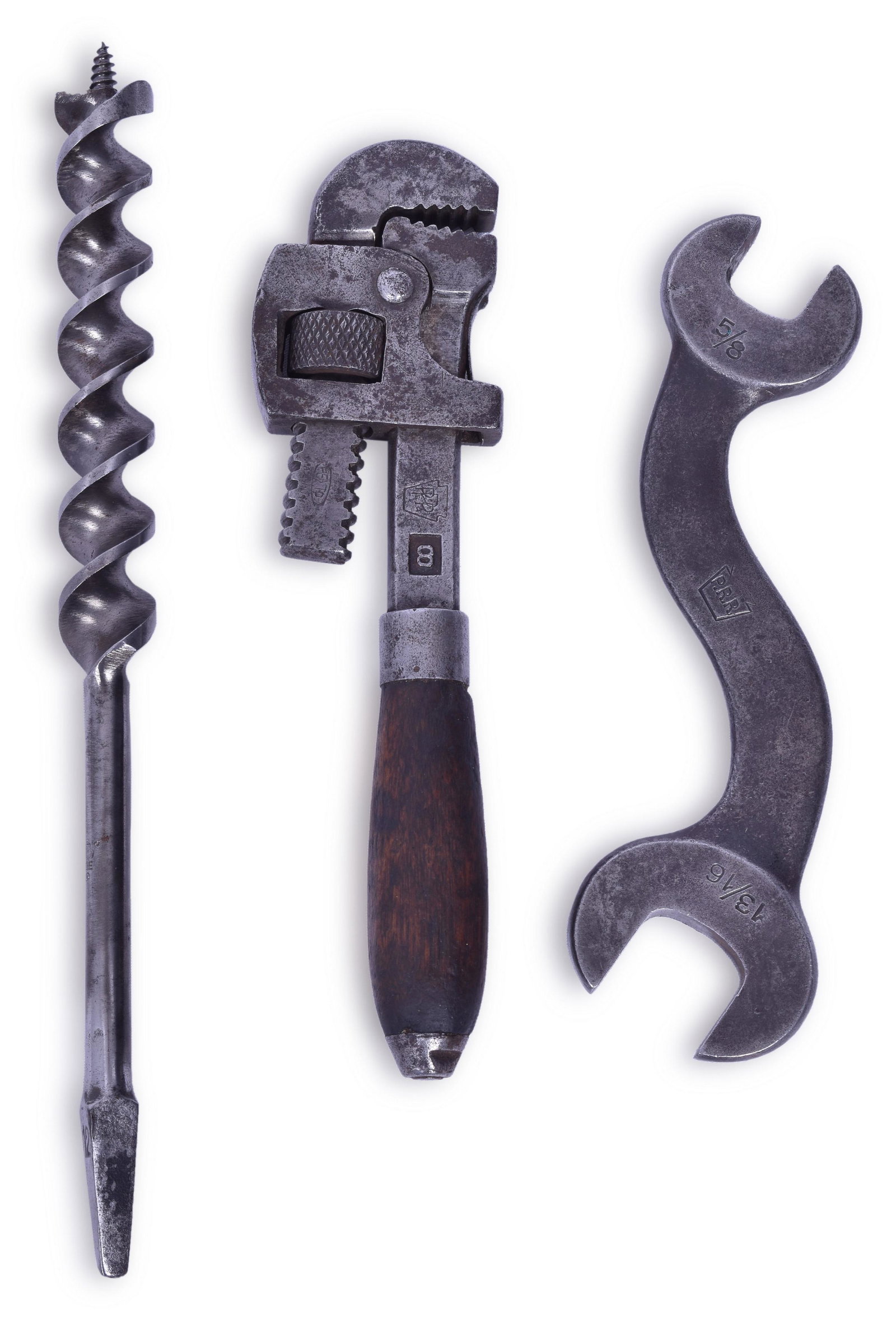Pennsylvania Railroad Marked Pexto Monkey Wrench, American Wrench, and Utility Drill Bit (1 of 3)