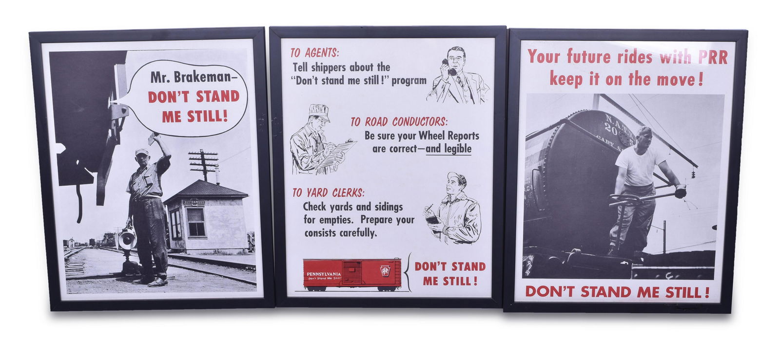 Three Pennsylvania Railroad "Don't Stand Me Still" Framed Advertisements (1 of 2)