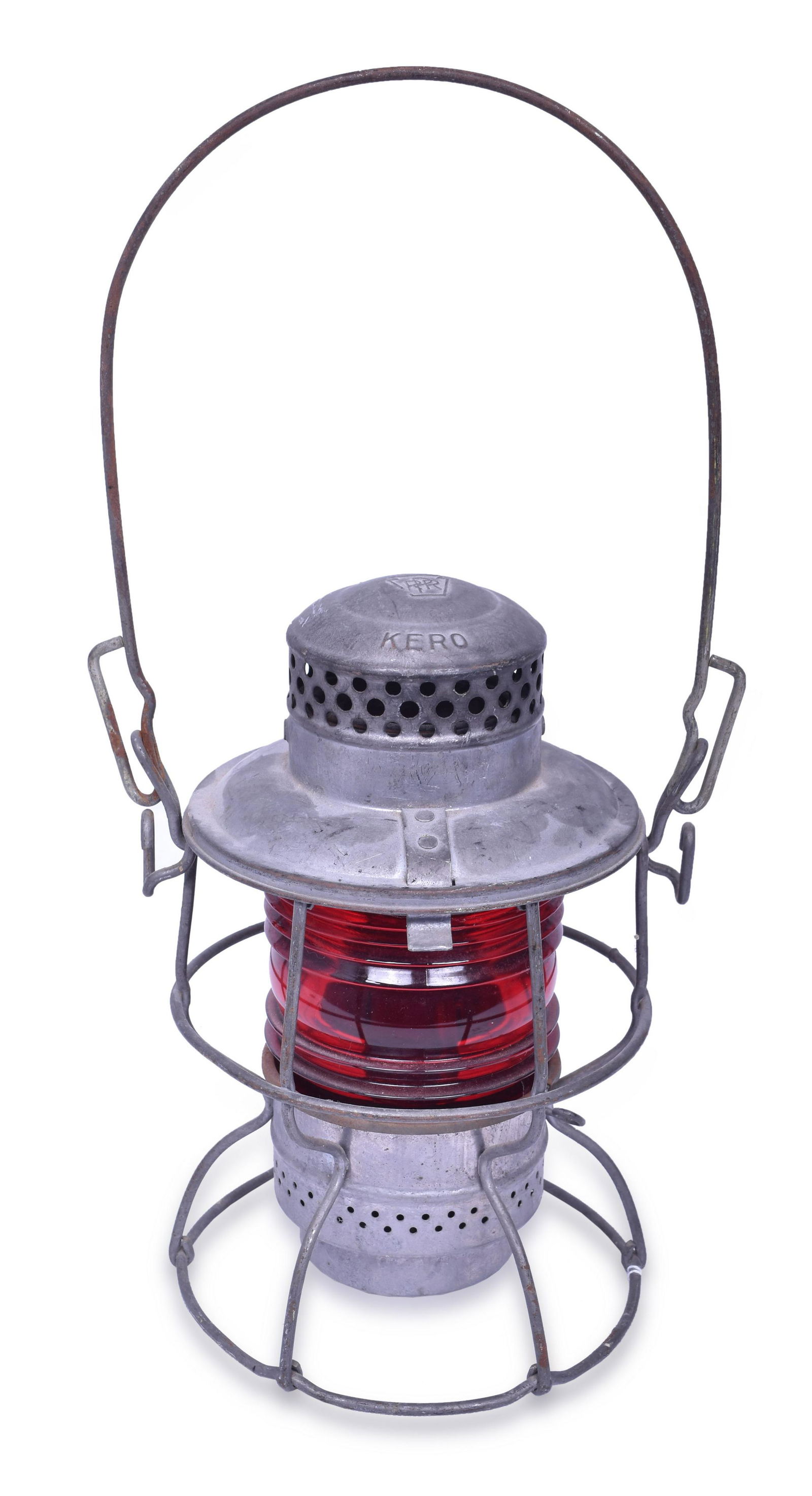 Adlake Pennsylvania Railroad Kero Lantern w/ Red Fresnel Globe (1 of 6)