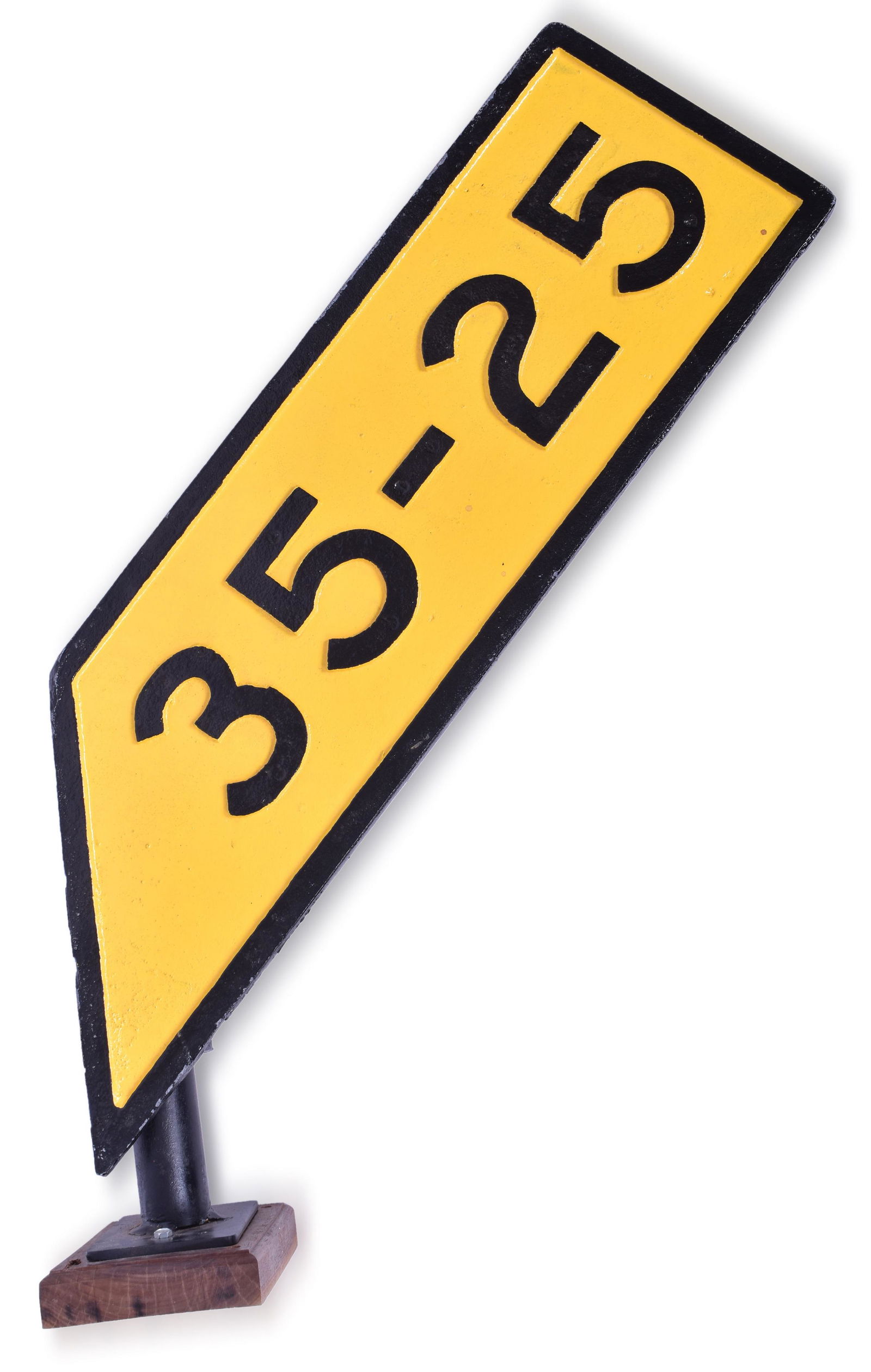 Cast Iron Illinois Terminal Railroad Angled Speed Reduction Sign (1 of 3)