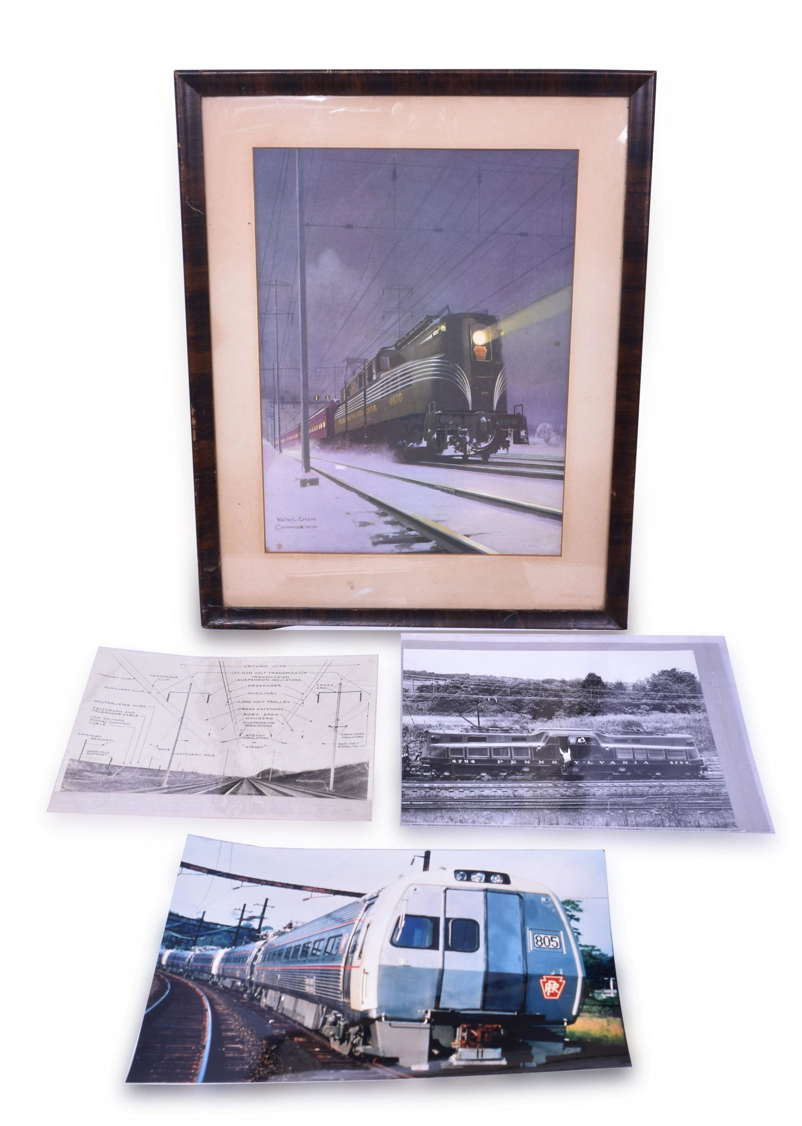Walter L. Greene Pennsylvania Railroad GG-1 Advertising Print, Catenary Diagram, Metroliner, and (1 of 4)