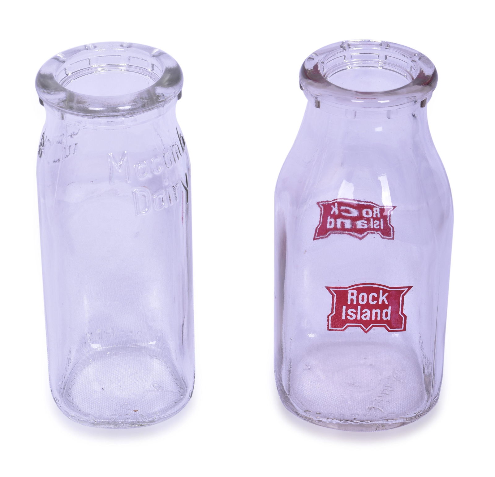 The Chicago, Rock Island and Pacific Railroad & Macomb Dairy Glass Milk Bottles (1 of 2)