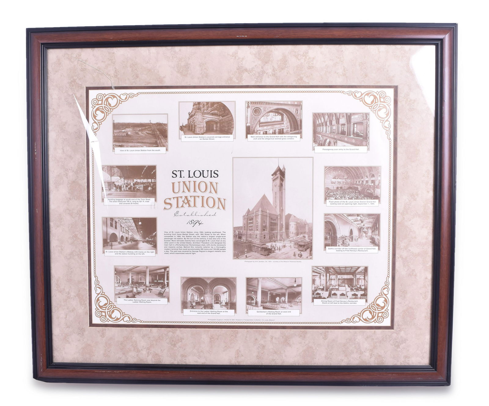Three Framed Railroad Photos and Memorabilia - Northern Pacific, St. Louis Union Station (1 of 9)