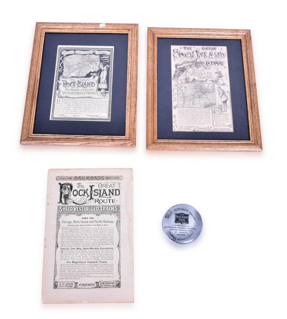Rock Island Railroad Solid Vestibuled Trains Advertisements and Paperweight (1 of 2)
