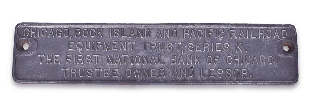 Cast Iron Rock Island Railroad Trust Plate (1 of 2)