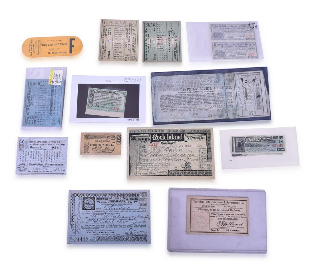 13 Chicago, Rock Island, and Pacific / Peoria Railroad Train Tickets - Late 1800's to Early 1900's (1 of 2)