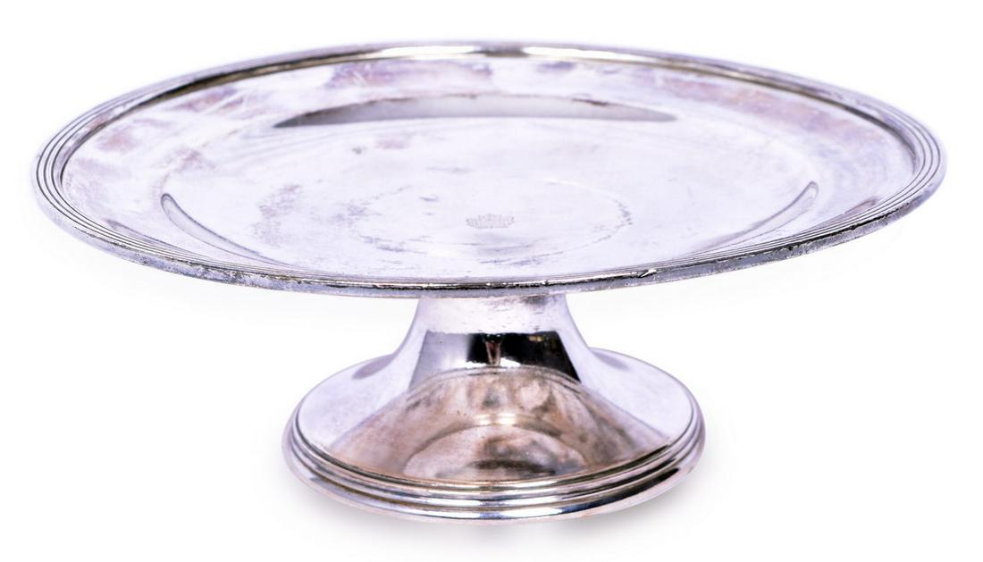 Silver Soldered Canadian National Railroad Pedestal Cake Stand 8 7/8" (1 of 5)
