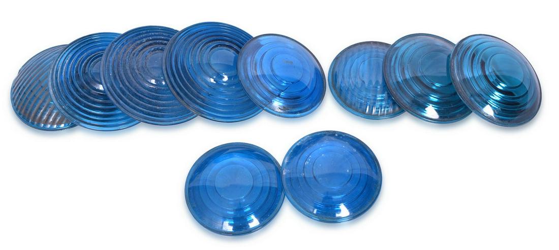 Seven RSA Green Railroad Signal Lenses - Corning and Kopp (1 of 2)