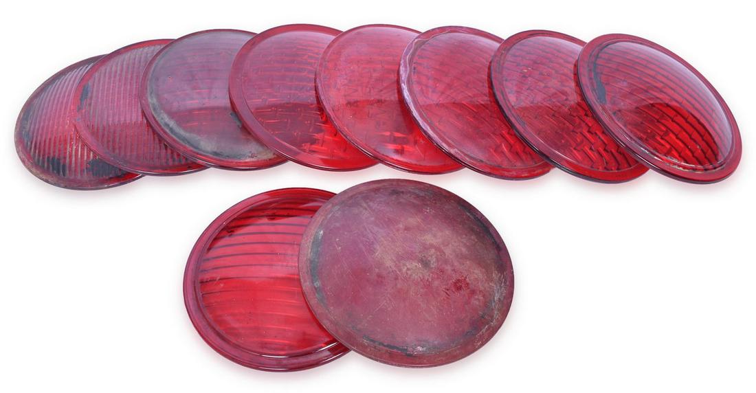 Twelve 8 3/8" Railroad Crossing Flasher / Signal Plastic Red Lenses (1 of 2)