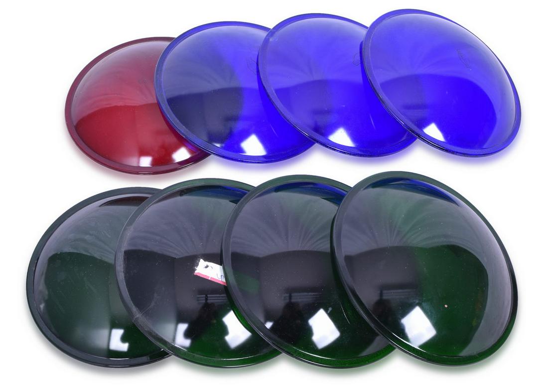 Eight Major / Kopp 7 5/8" Glass Railroad / Traffic Signal Lenses (1 of 2)