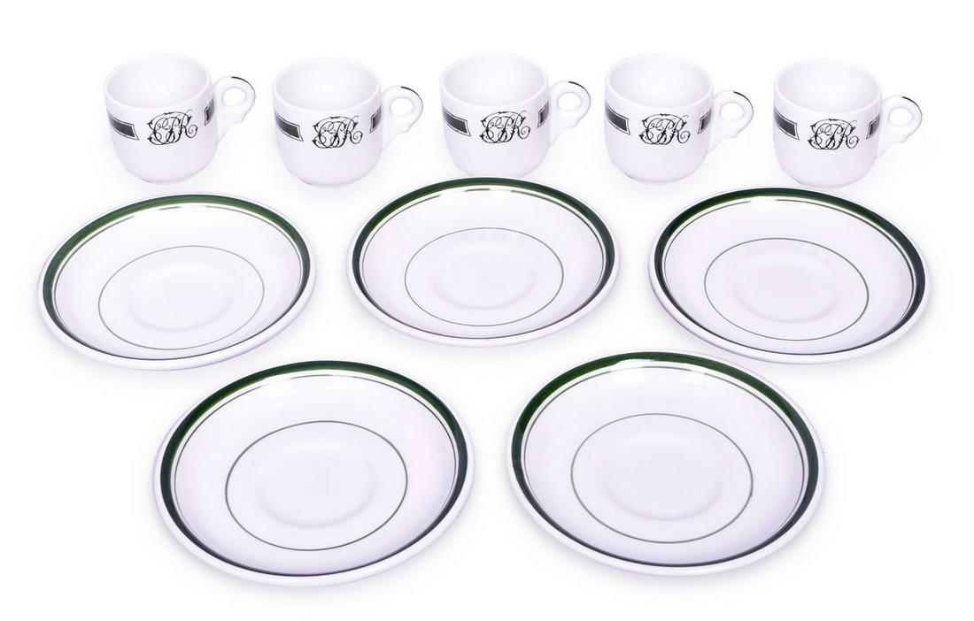 Group of 5 Canadian Pacific Railway Green Band Demitasse Sets - Cup and Saucers (1 of 3)