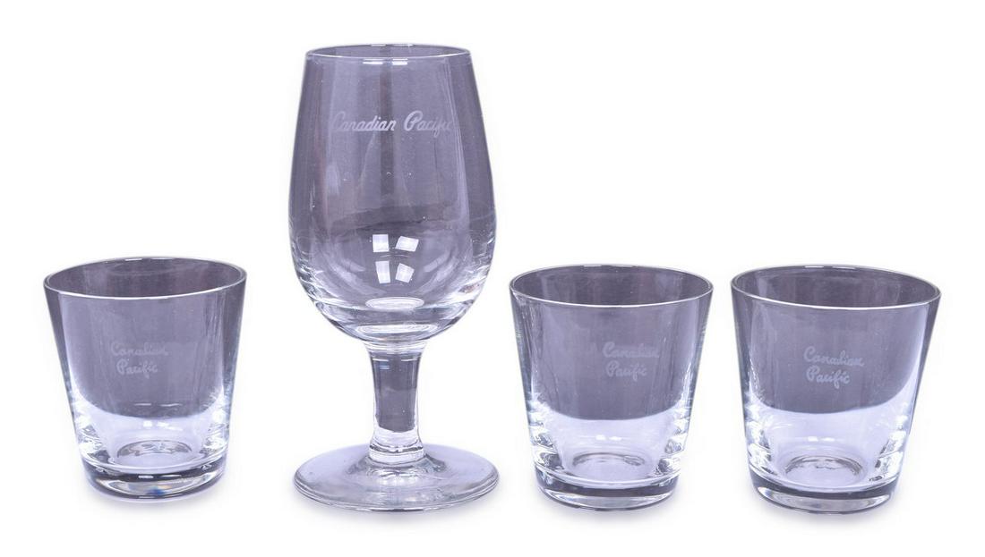 Group of 4 Canadian Pacific Railroad Glassware - Brandy Shotglasses and Cordial Glass (1 of 1)