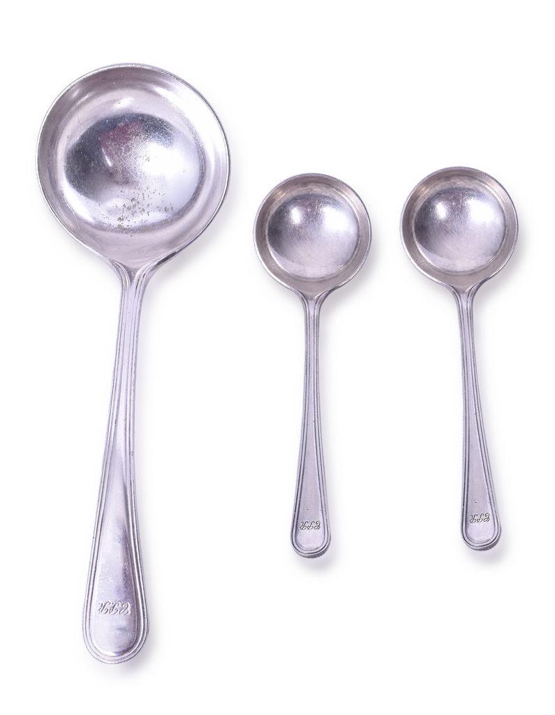 3 Pieces of Canadian Pacific Railroad Tableware - Consommï¿½ Spoons and Silver Ladle (1 of 3)