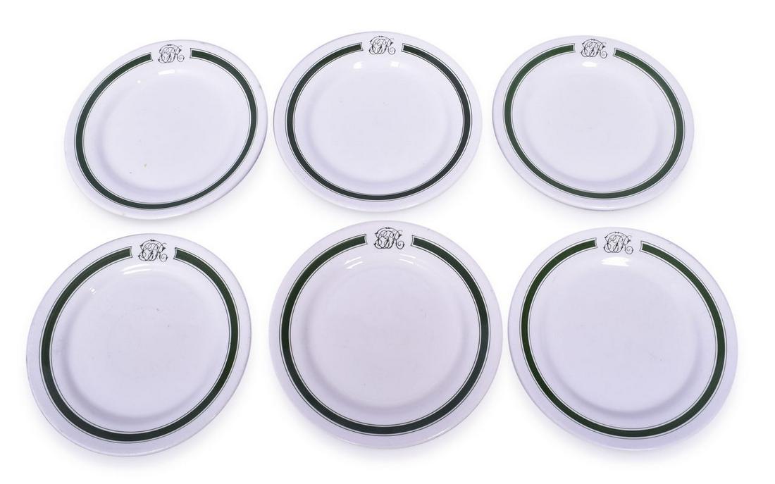 Set of 6 Canadian Pacific Railway Green Band Dessert Plates 8" (1 of 4)