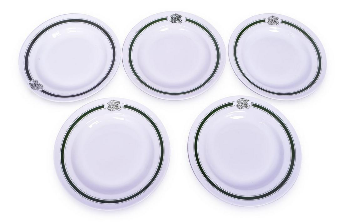 Set of 5 Canadian Pacific Railway Green Band Soup Plates 9 1/4" (1 of 3)