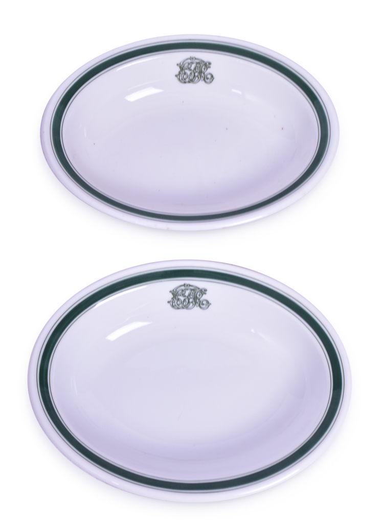 2 Canadian Pacific Railway Green Band Oval Vegetable Dishes 8" (1 of 3)