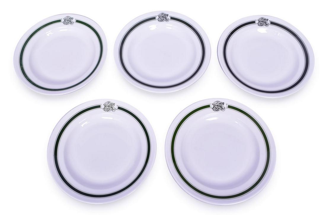 Set of 5 Canadian Pacific Railway Green Band Soup Plates 9 1/4" (1 of 3)