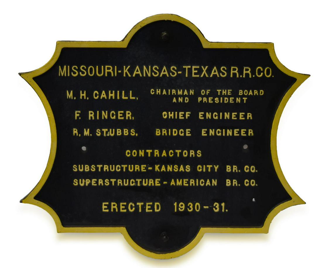 Missouri, Kansas and Texas Railroad Cast Iron Bridge Builders Plaque (1 of 2)