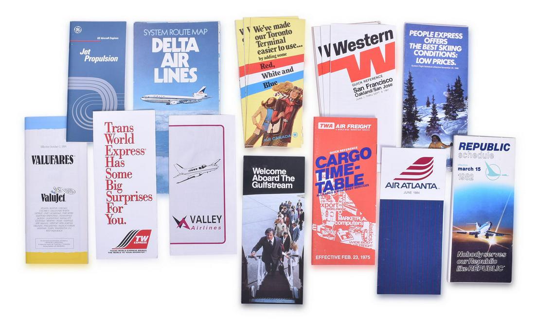 Group of 80+ Airline Promotional Brochures and Timetables - 1960's to 1995 (1 of 3)