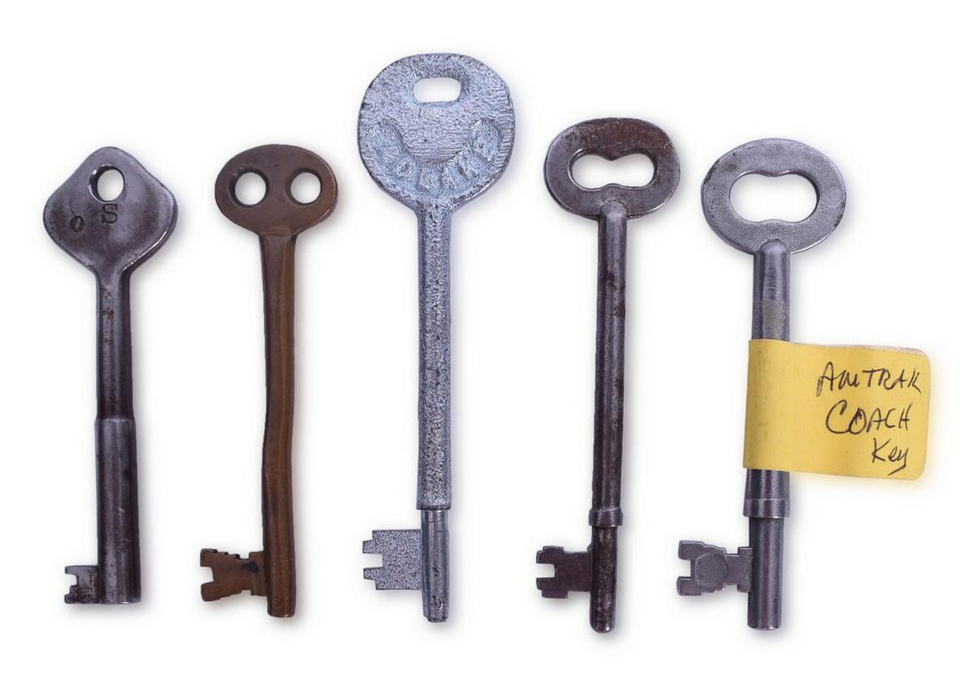 Group of 5 Railroad Caboose and / or Coach Keys - Adlake and Amtrak J.L.H. Co. (1 of 3)