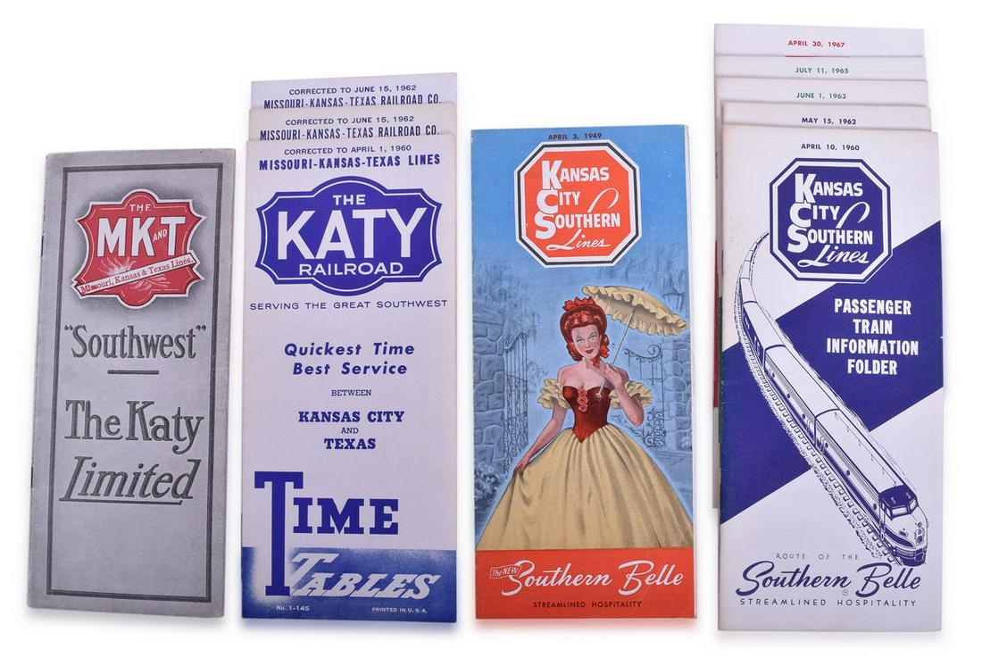Eighteen Southern Railroad Timetables - 1914 to 1967 - The Katy Railroad, Frisco, Kansas City (1 of 3)