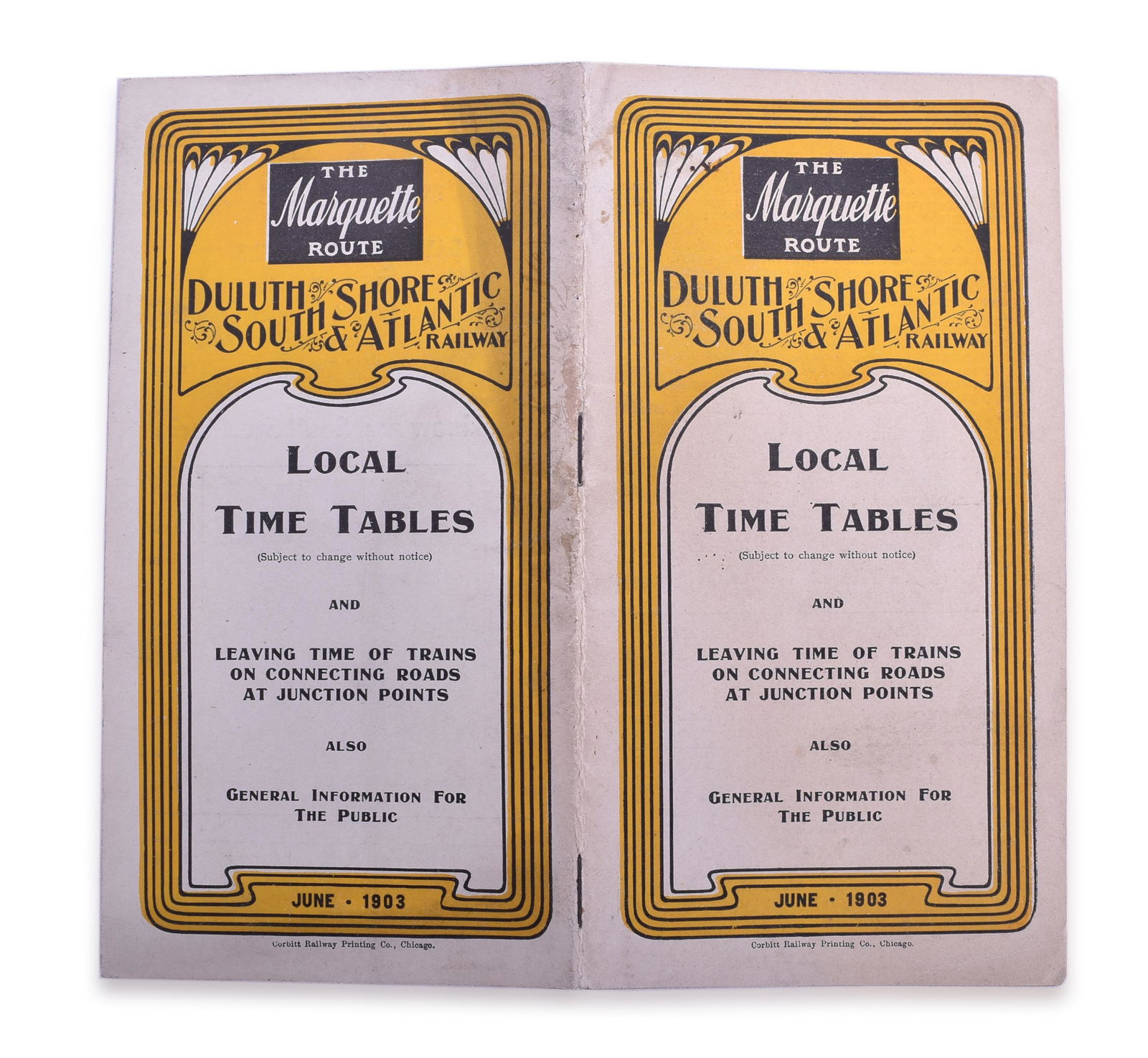 The Marquette Route Railroad Timetable - June 1903 - Duluth, South Shore, & Atlantic Railway (1 of 2)