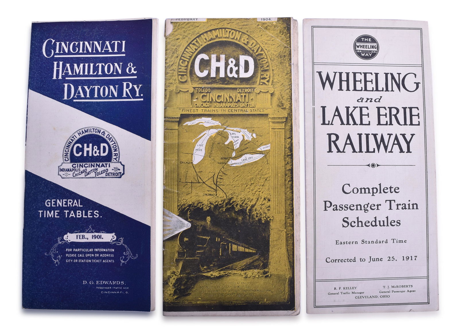 Three Ohio Railroad Early Timetables - 1901, 1904, and 1917 - Cincinnati, Hamilton & Dayton, (1 of 2)