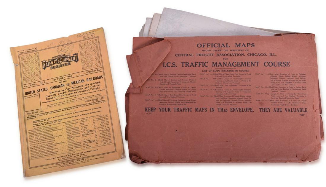 Group of Eight Railroad Papers - Official Guide of the Railways Books, Official Maps, and Railway (1 of 3)