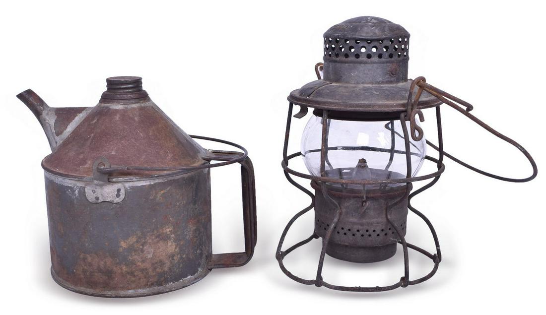 Adlake Kero New York Central Clear Globe Lantern and Johnson Kerosene Canister (1 of 7)