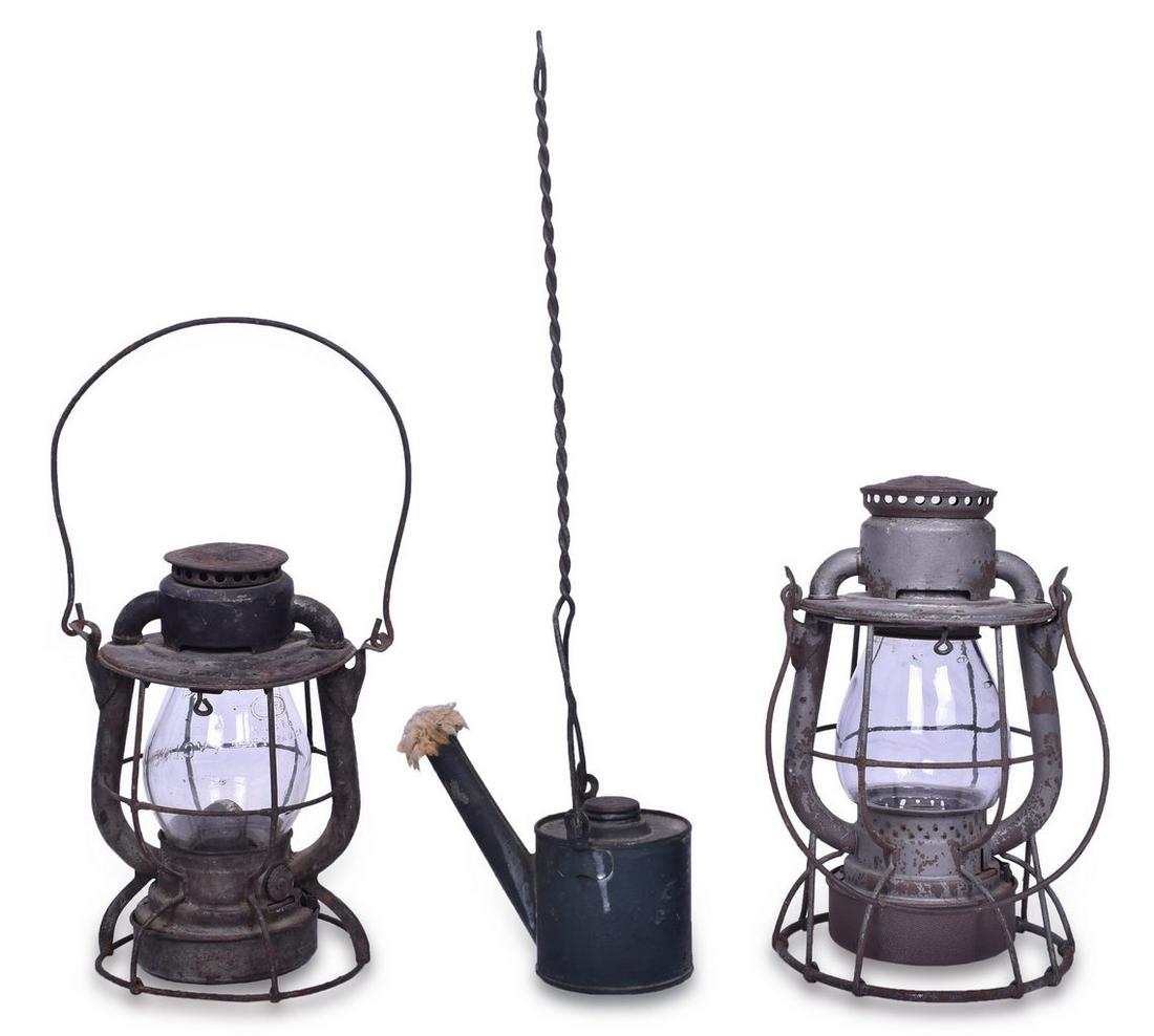 Pair of Dietz Vesta Lanterns and Hand Torch - Big Four Railroad w/ NYC Globe and Unmarked (1 of 9)