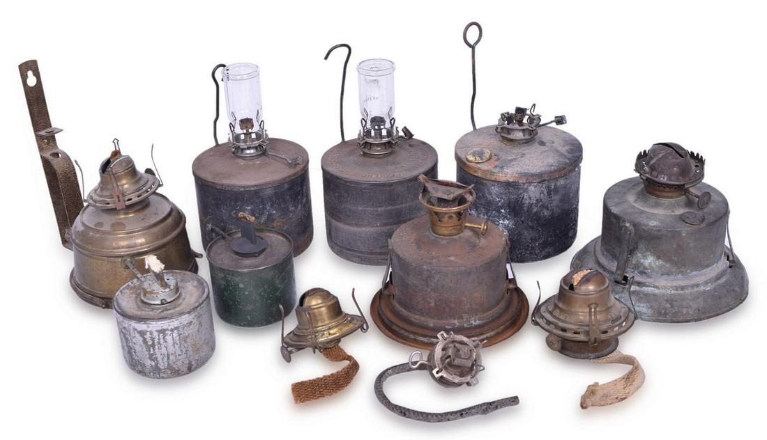 Group of Railroad Lantern Burner Pots and Founts - Dietz, Adlake, Victor Queen Anne (1 of 5)
