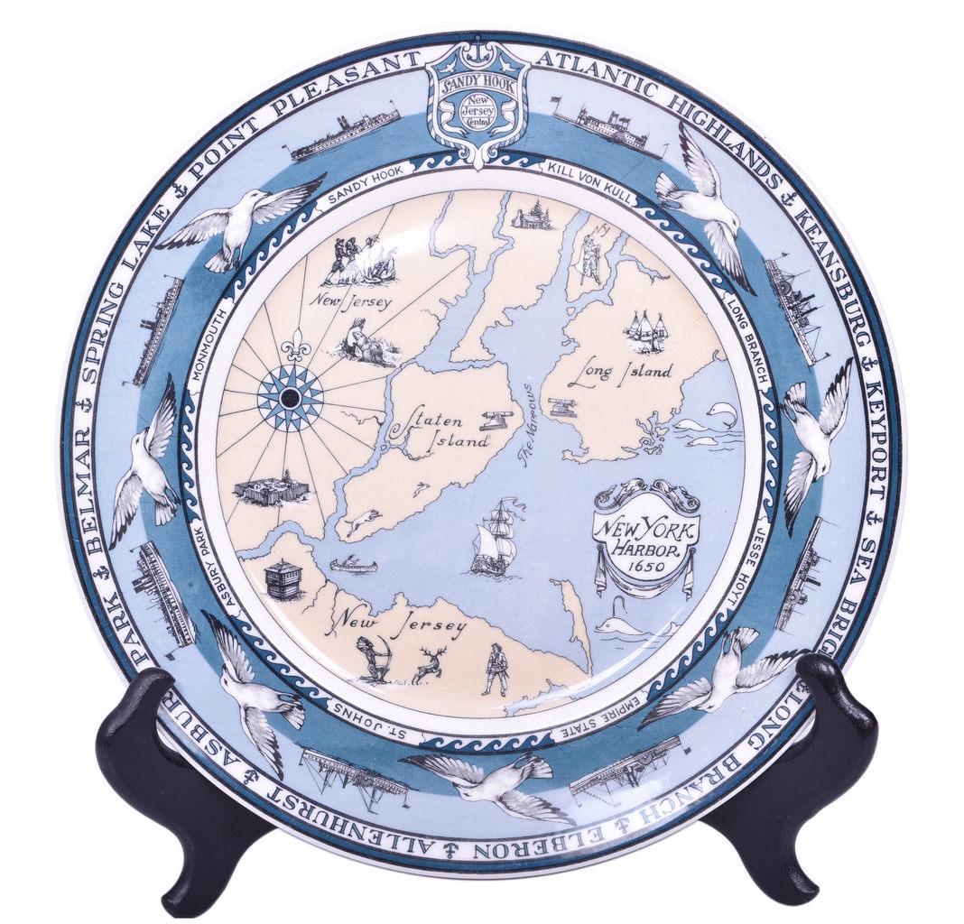 New Jersey Central Railroad Sandy Hook Service China Plate 10 1/2" (1 of 4)