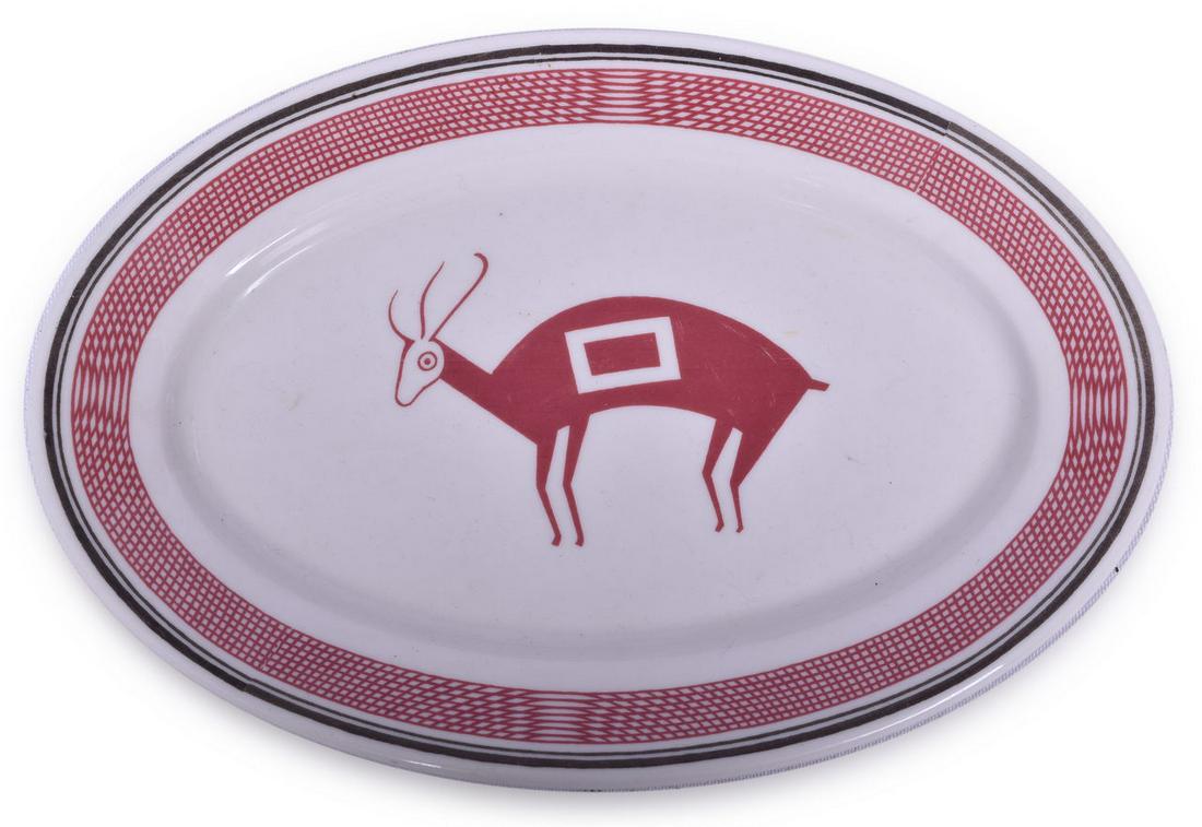 Atchison, Topeka, And Santa Fe Railroad China Ancient Mimbreno Oval Platter Plate (1 of 3)