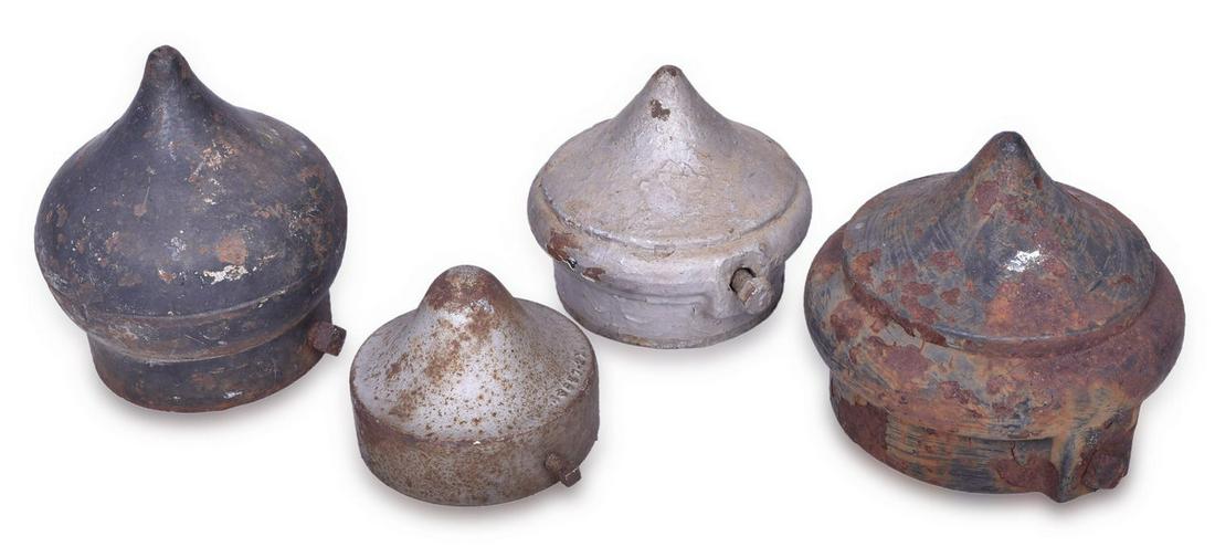 Group of Four Railroad Pole Pinnacle / Finial Cast Iron Caps (1 of 2)