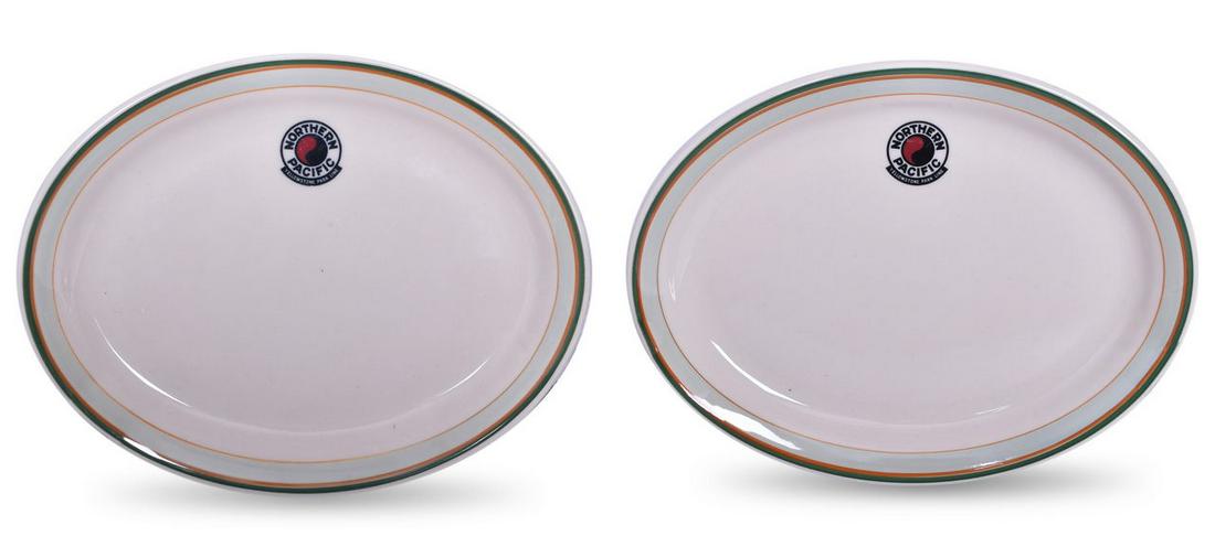 Two Northern Pacific Railroad Monad Pattern China Oval Platters (1 of 4)