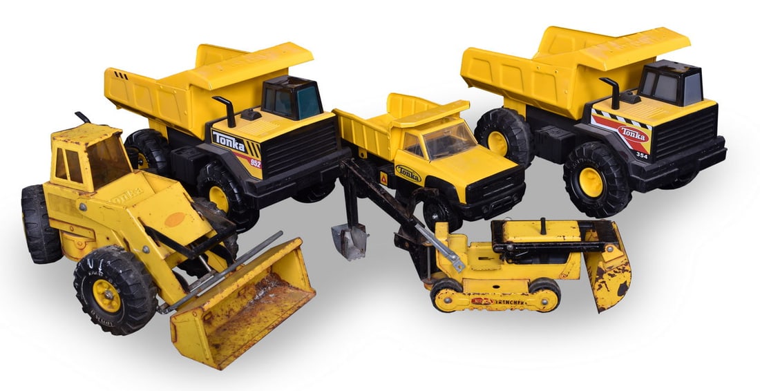 Five Tonka Construction Trucks - Pressed Steel Front End Loader, Trencher, Mighty Dump Truck Steel (1 of 6)