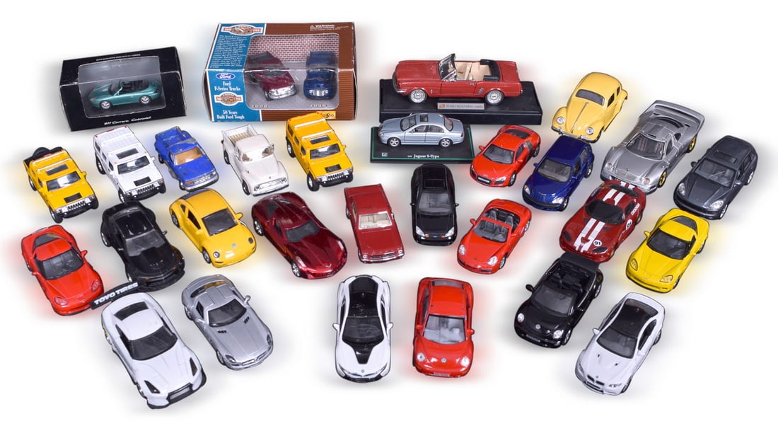 Mixed Group of Twenty-Nine Die Cast Toy Vehicles - 1:43 to 1:26 Scale - Maisto, Jada, Schuco, (1 of 5)
