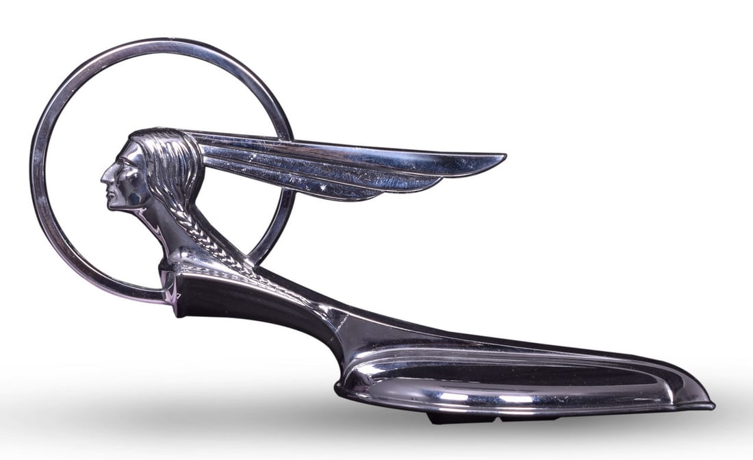 Incredible New Old Stock 1934 Indian Head Oval Cap Hood Ornament: NEW OLD STOCK 1934 Pontiac indian head oval cap hood ornament. This hood ornament shows no signs of ever having been mounted. The circle is in perfect condition with no cracks or breaks and the chrome