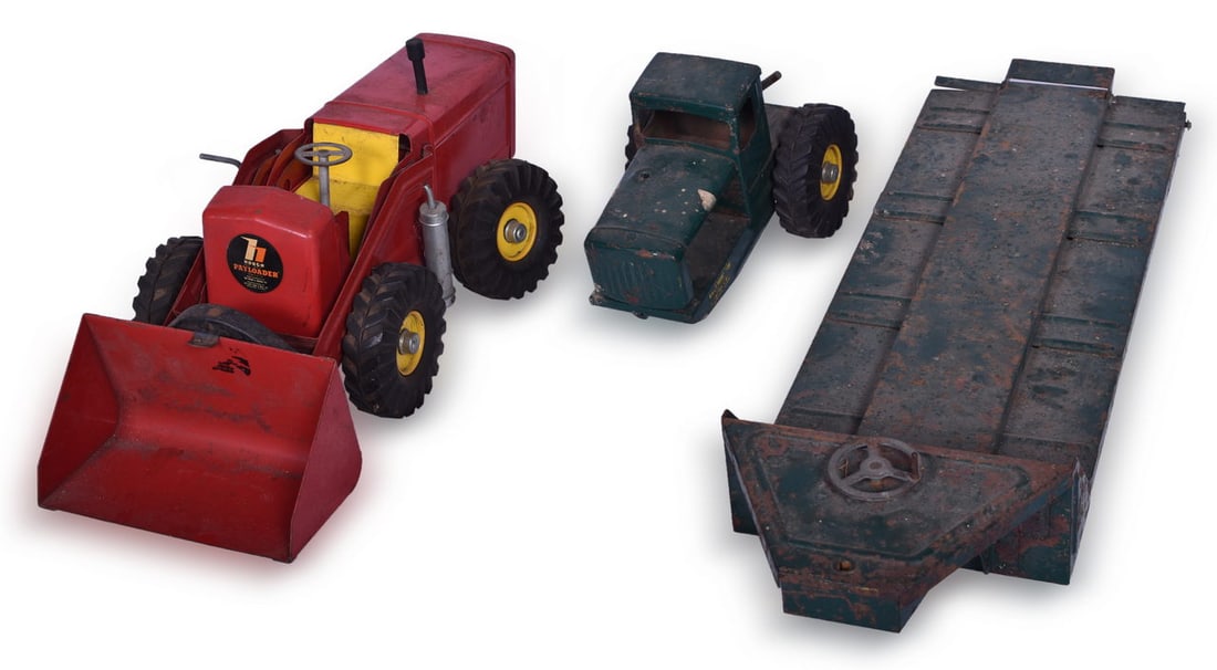 Two Pressed Steel Nylint Toys - Hough Payloader and Tourneau Tournahauler Cab & Trailer (1 of 6)