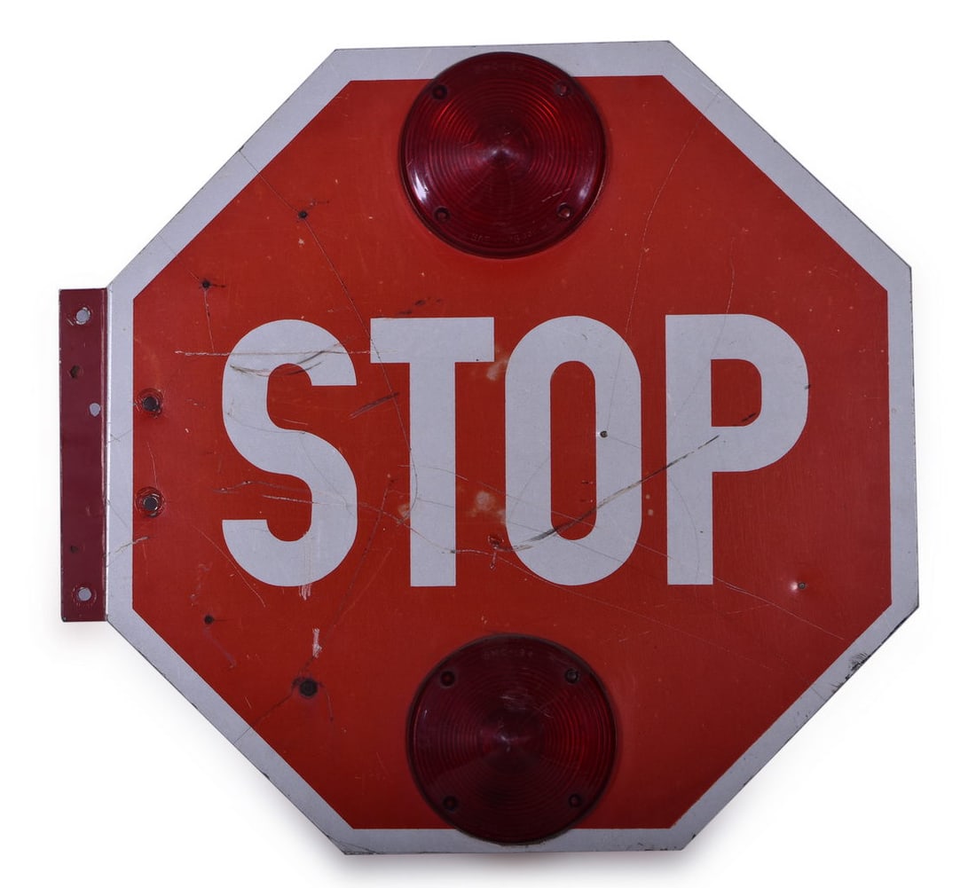 Reflective School Bus Stop Sign With Lights (1 of 3)