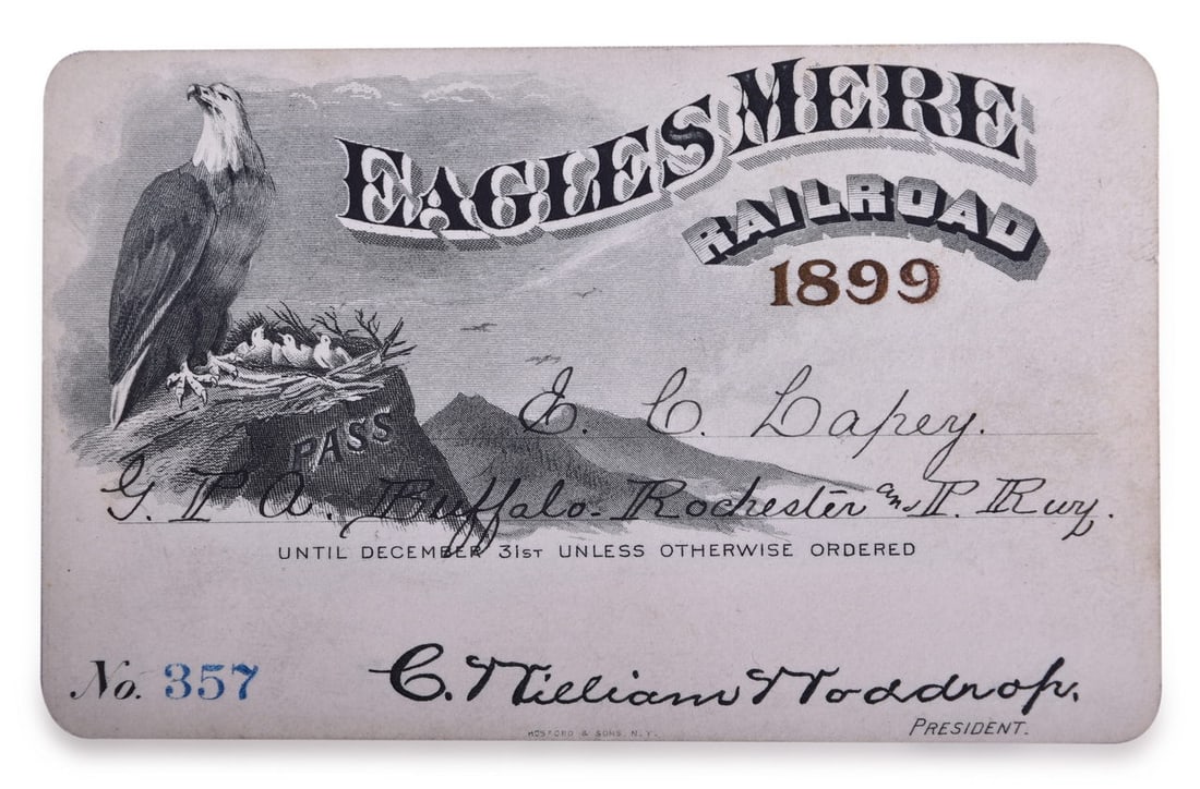 1899 Eagles Mere Railroad Annual Pass (1 of 2)
